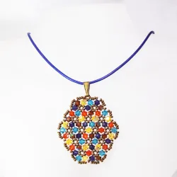 Pendant 65cm - Xochitl Oval-Purple Leather - Pendant 65cm - Laiton bronze